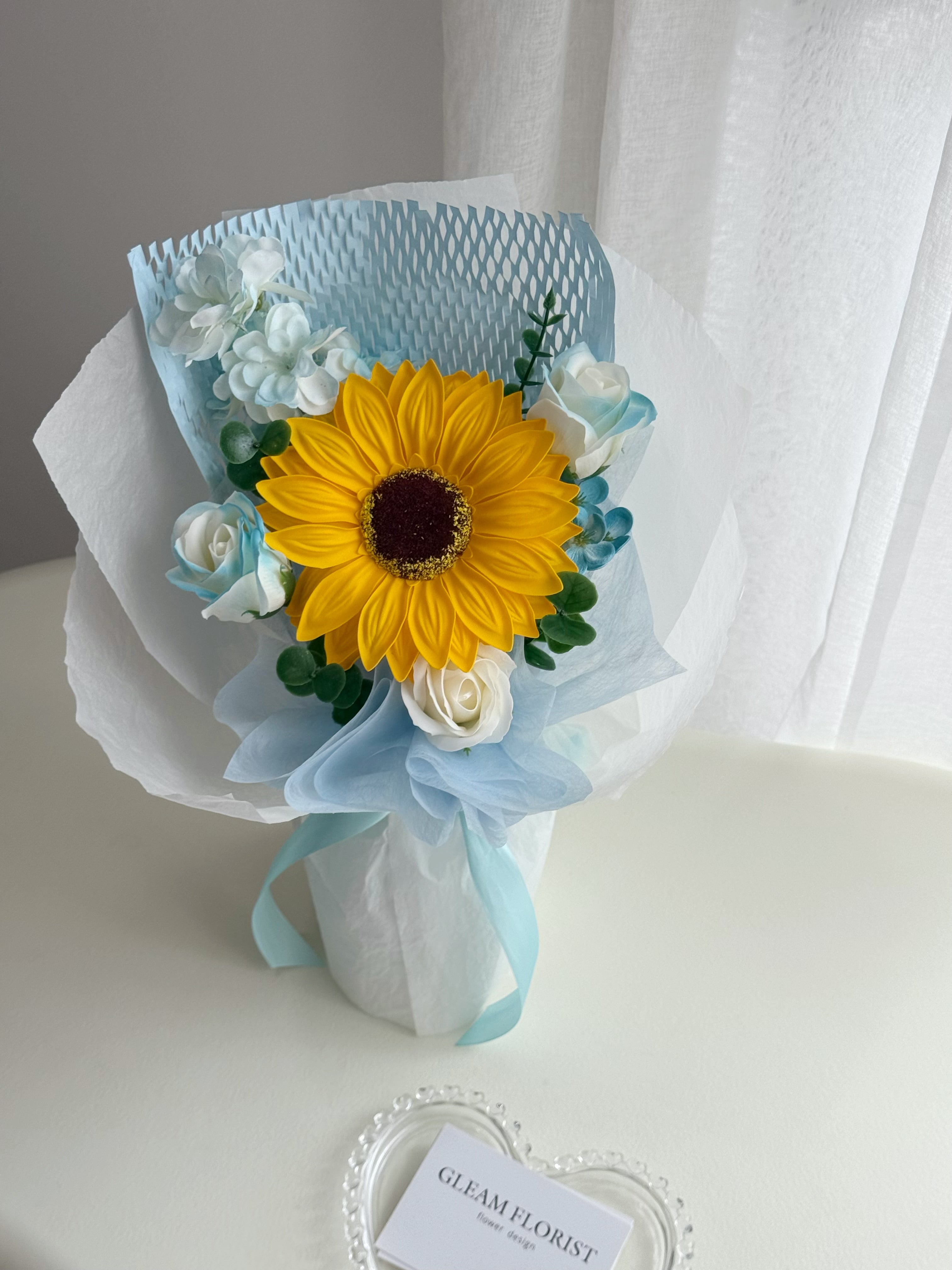 Sky Blue Sunflower Bouquet